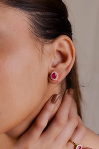 14k Gold Dainty Ruby Studs