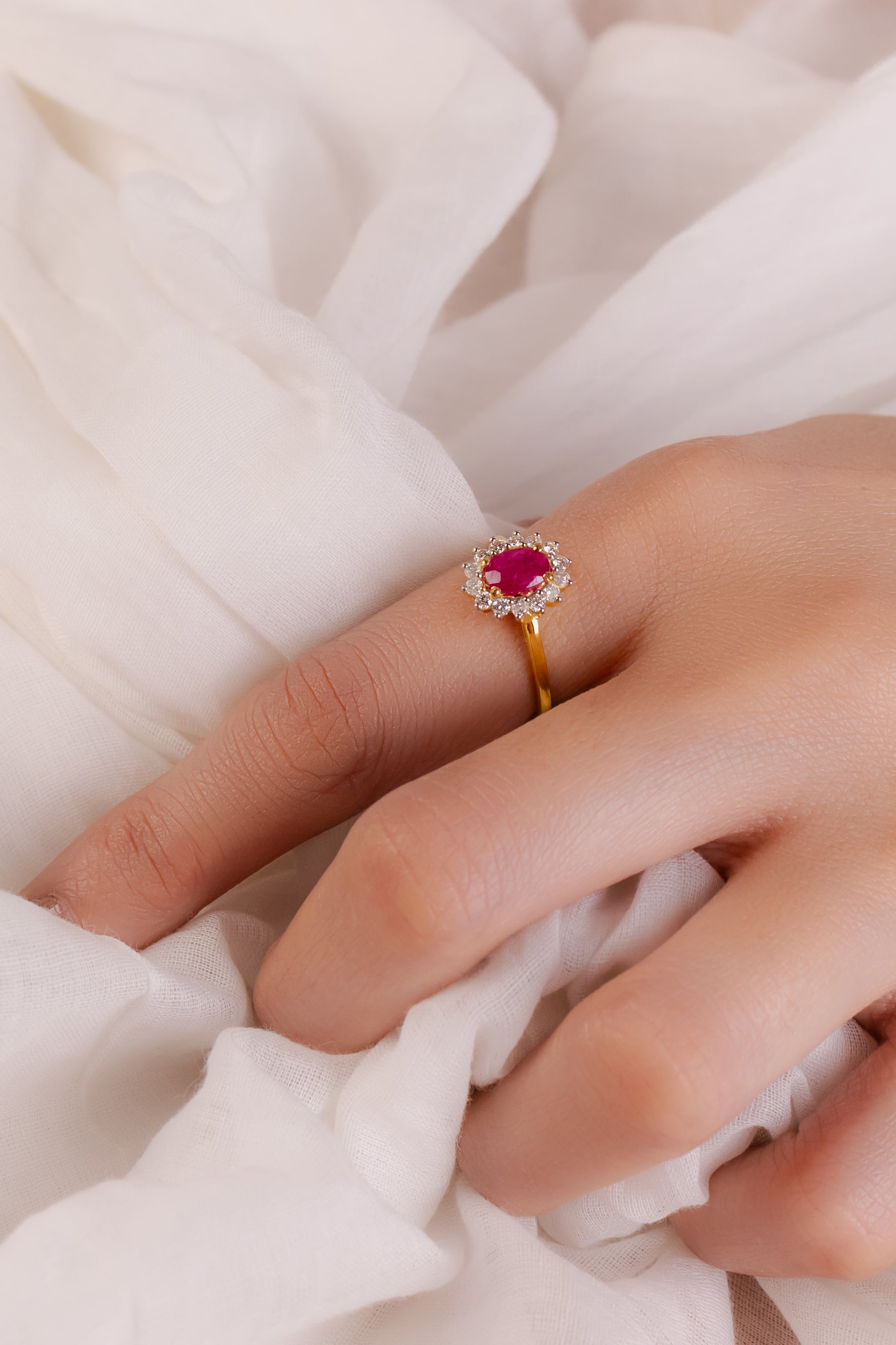 14k Gold Dainty Ruby Ring