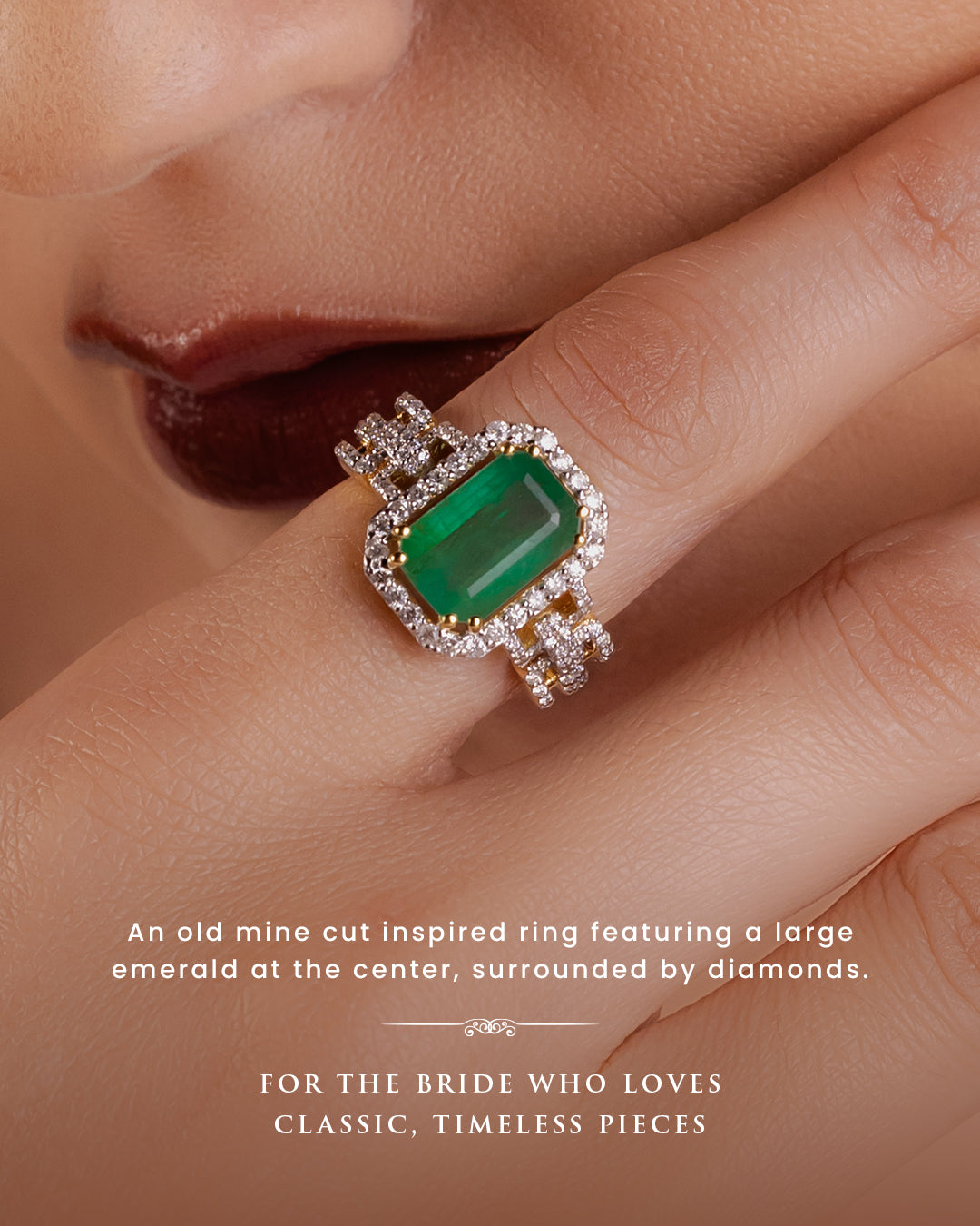Emerald & Natural Diamond Statement Ring in Gold | Luxury Fine Jewelry