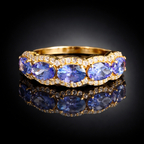AAA Tanzanite & Natural Diamond Band Ring in 14K Gold