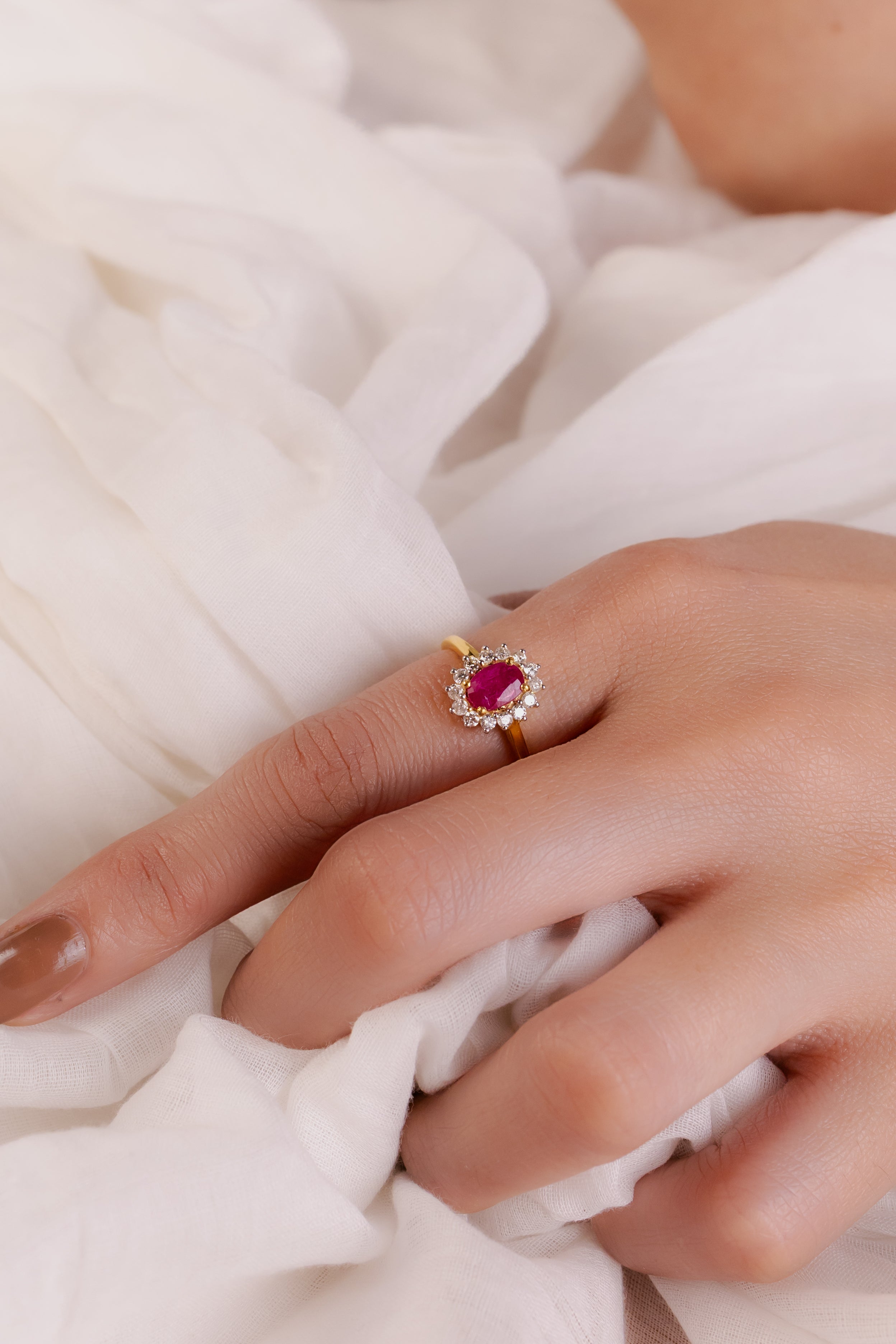 14k Gold Dainty Ruby Ring