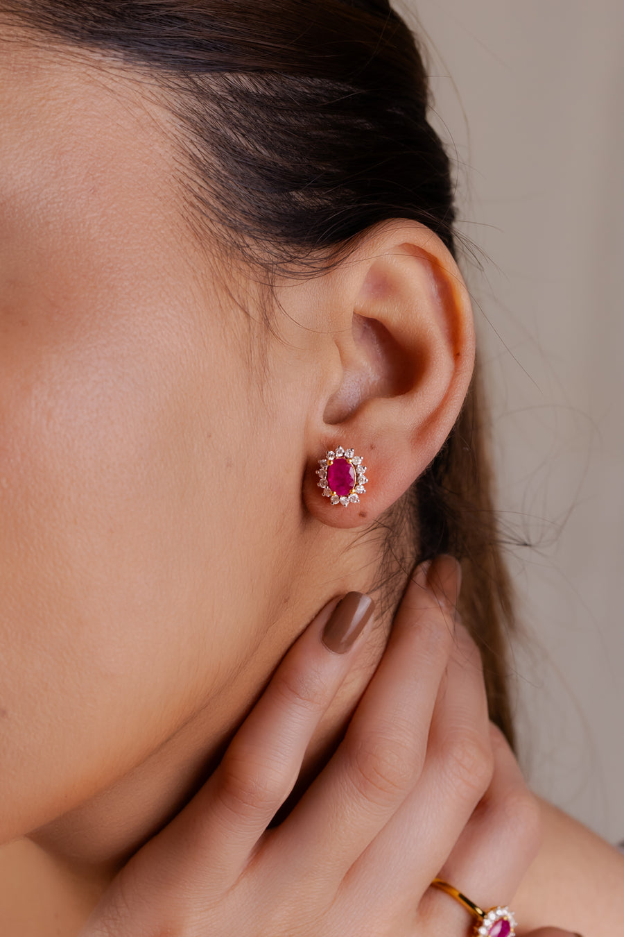 14k Gold Dainty Ruby Studs