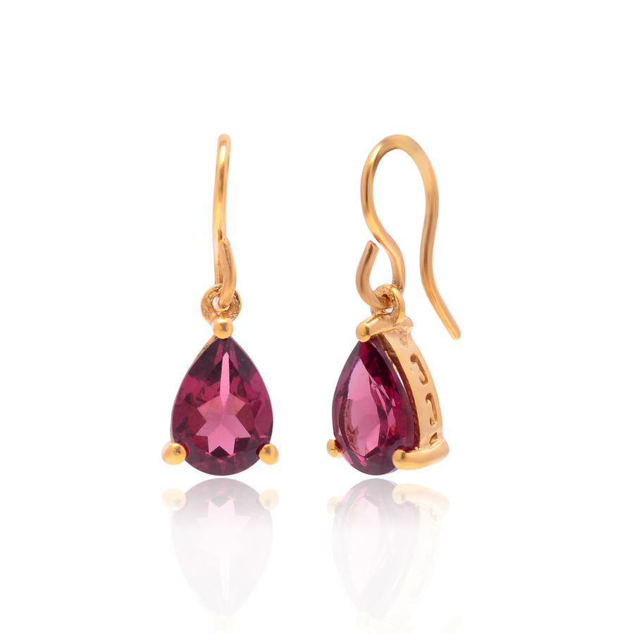 14k Gold Garnet Delicate Earring