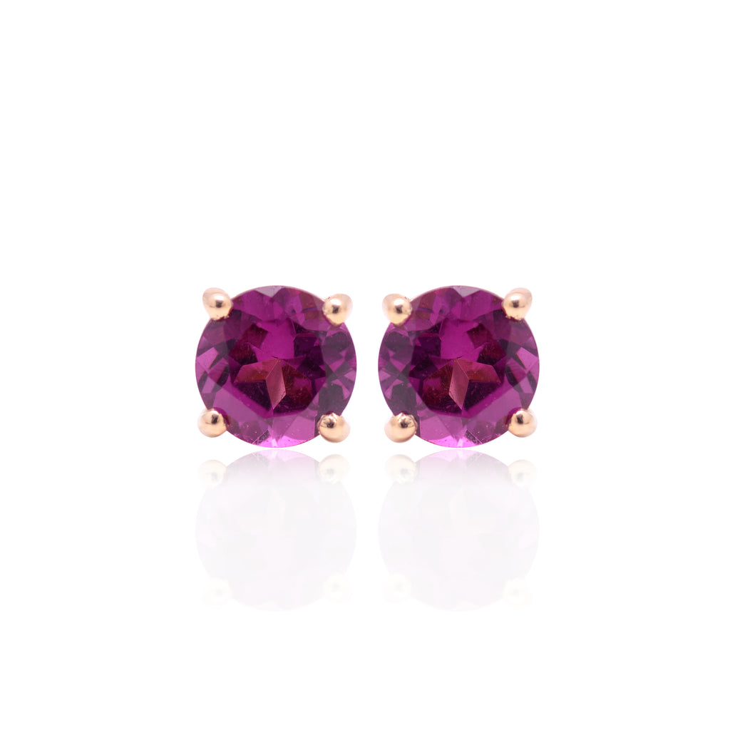 14k Gold Dainty Garnet Studs