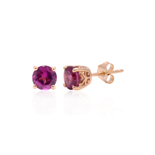 14k Gold Dainty Garnet Studs