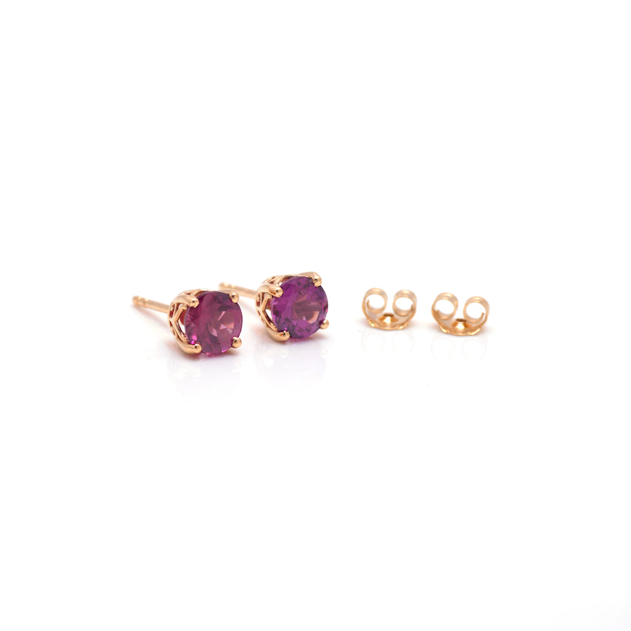 14k Gold Dainty Garnet Studs