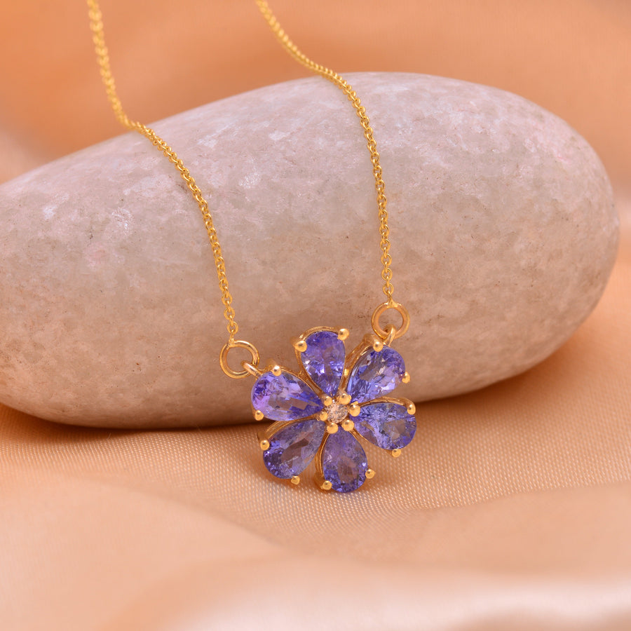Blue Lily Tanzanite Necklace December Birthstone