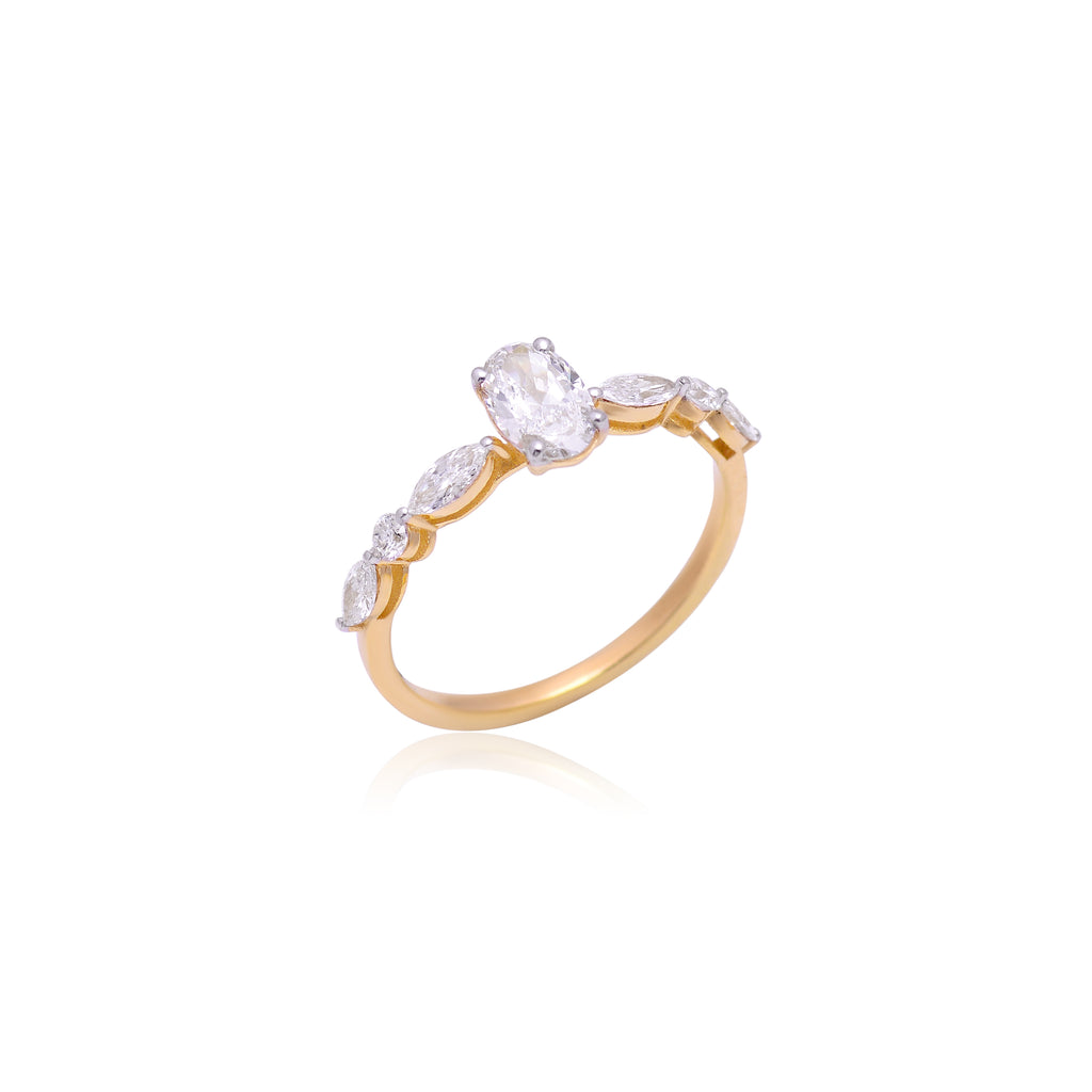 14k Gold Oval Diamond Ring