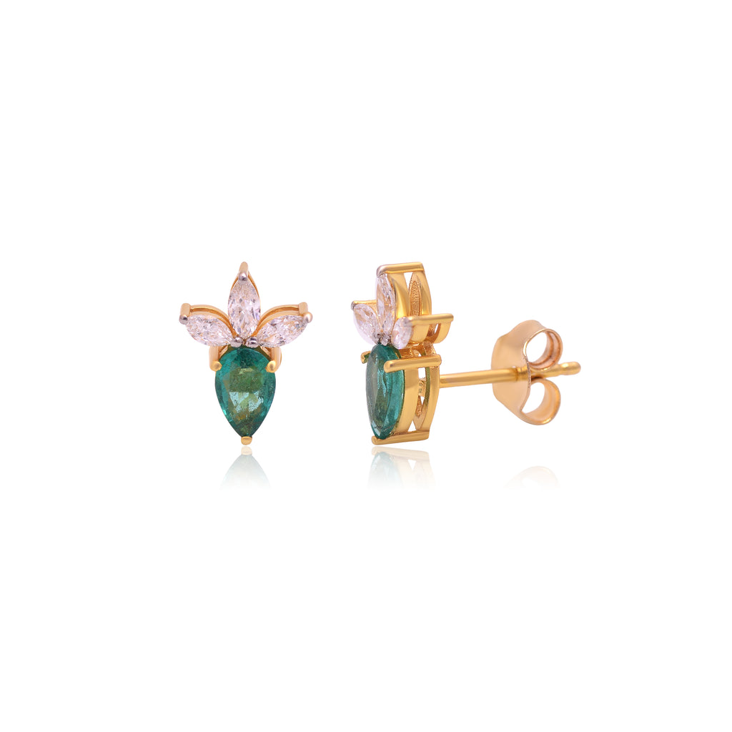 14k Gold Emerald Bud Studs