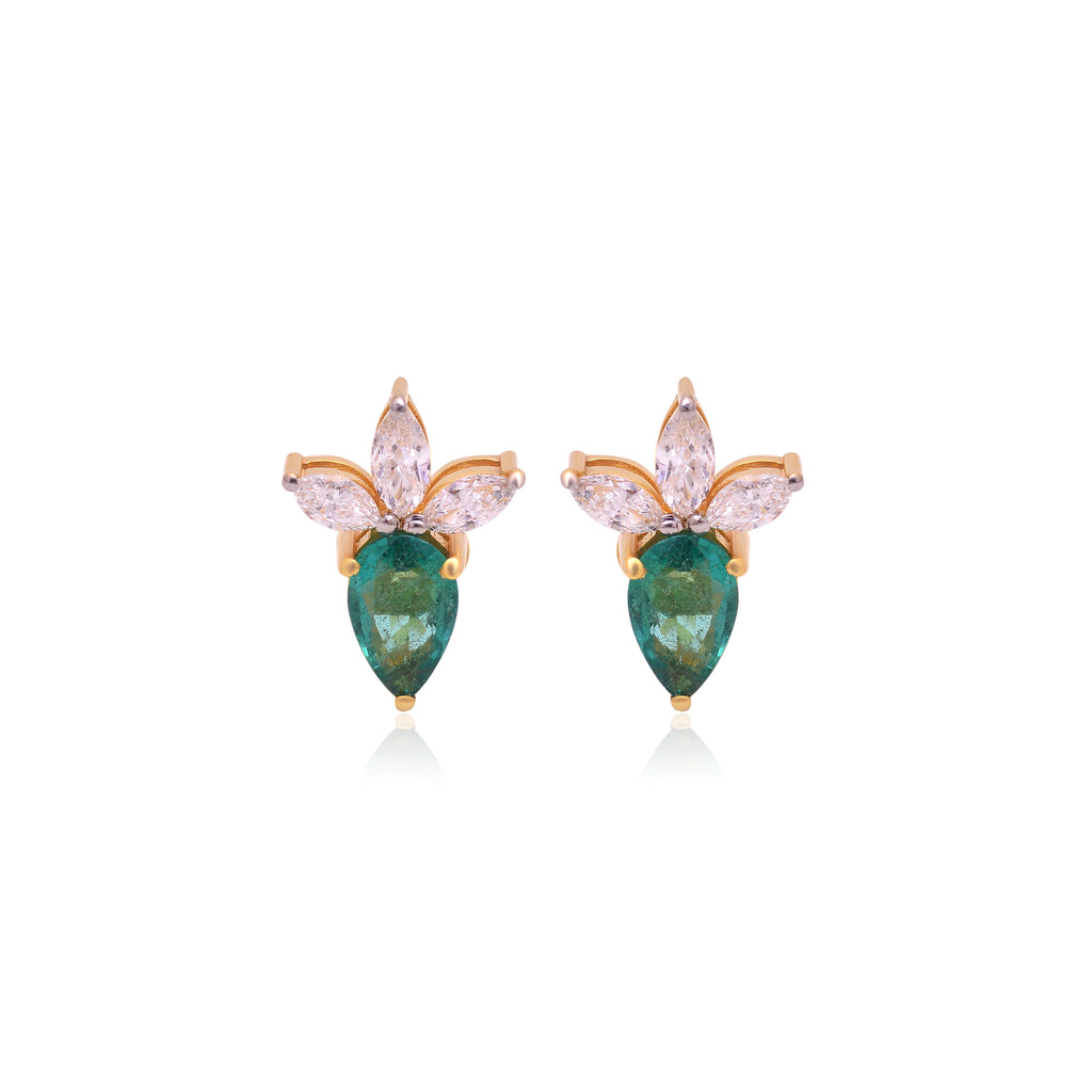 14k Gold Emerald Bud Studs