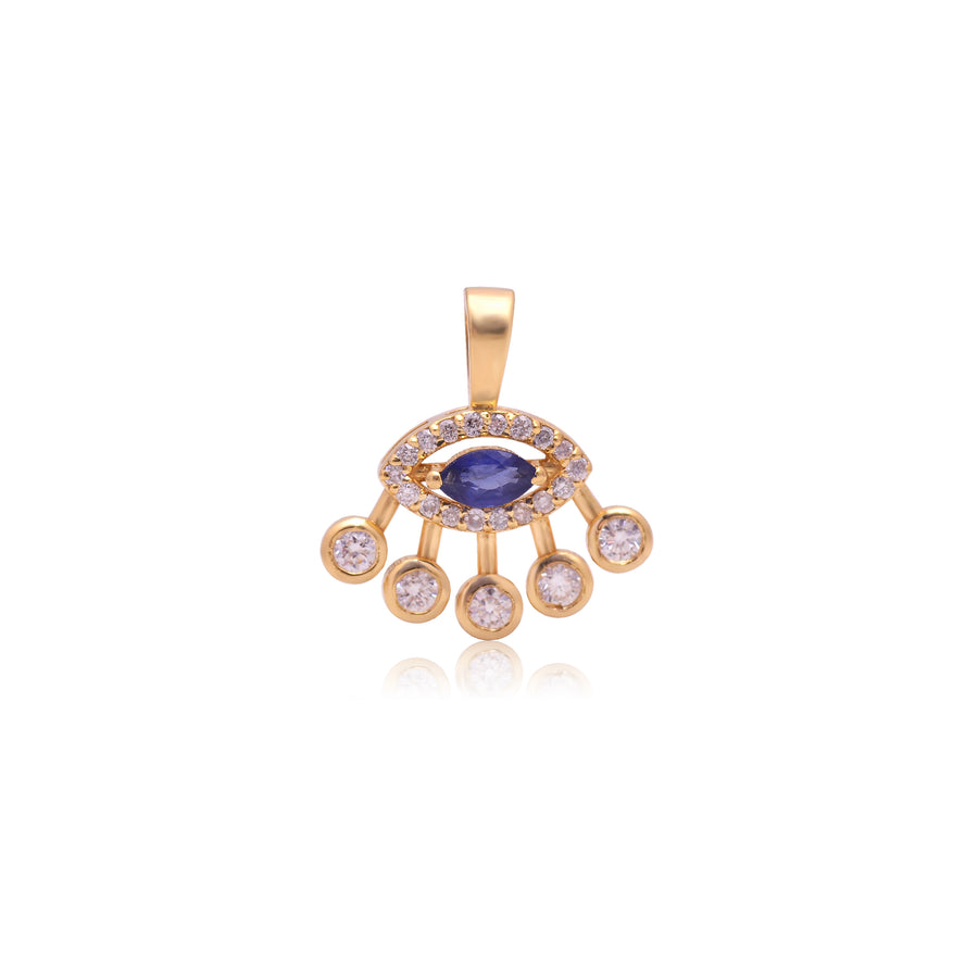 14k Gold Evil Eye Pendant