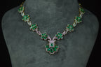 14k Gold Diamond and Emerald Floral Necklace