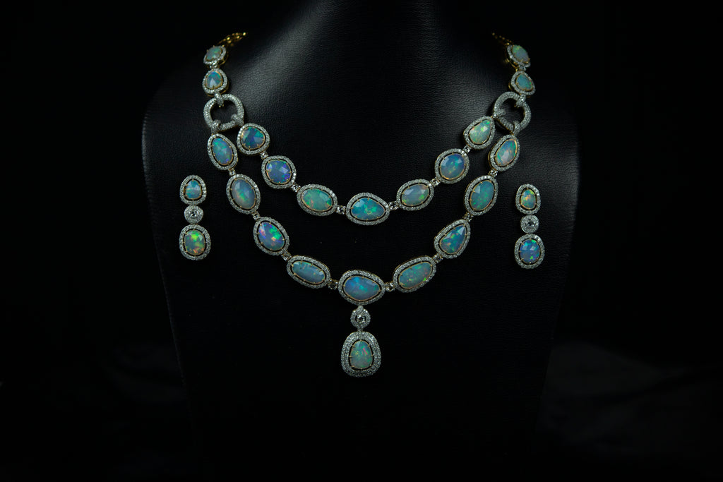 14k Gold Multi-strand Opal Necklace