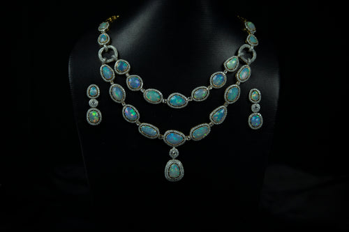 14k Gold Multi-strand Opal Necklace