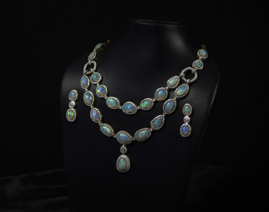 14k Gold Multi-strand Opal Necklace