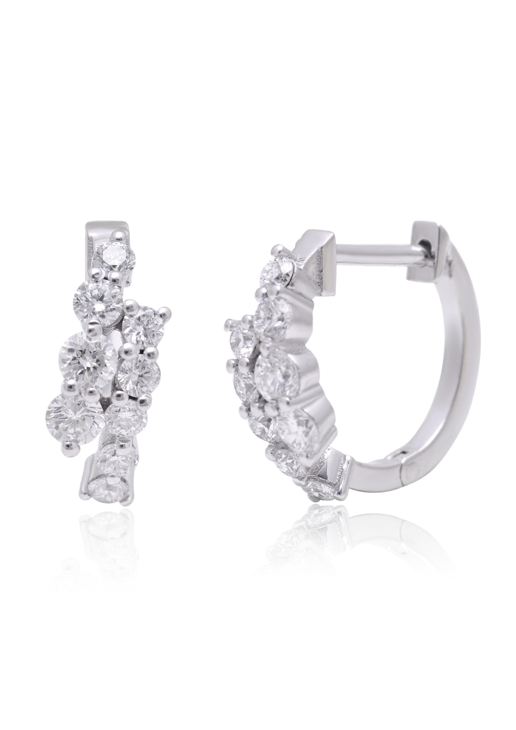 14k Gold Double Diamond Hoops