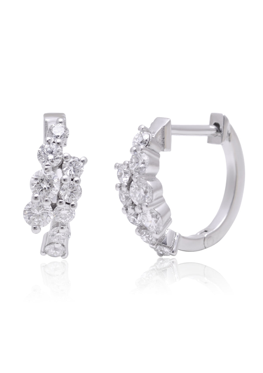 14k Gold Double Diamond Hoops