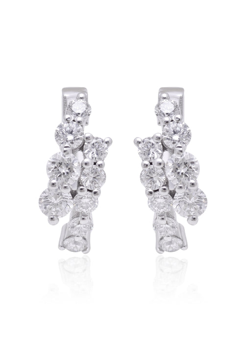 14k Gold Double Diamond Hoops
