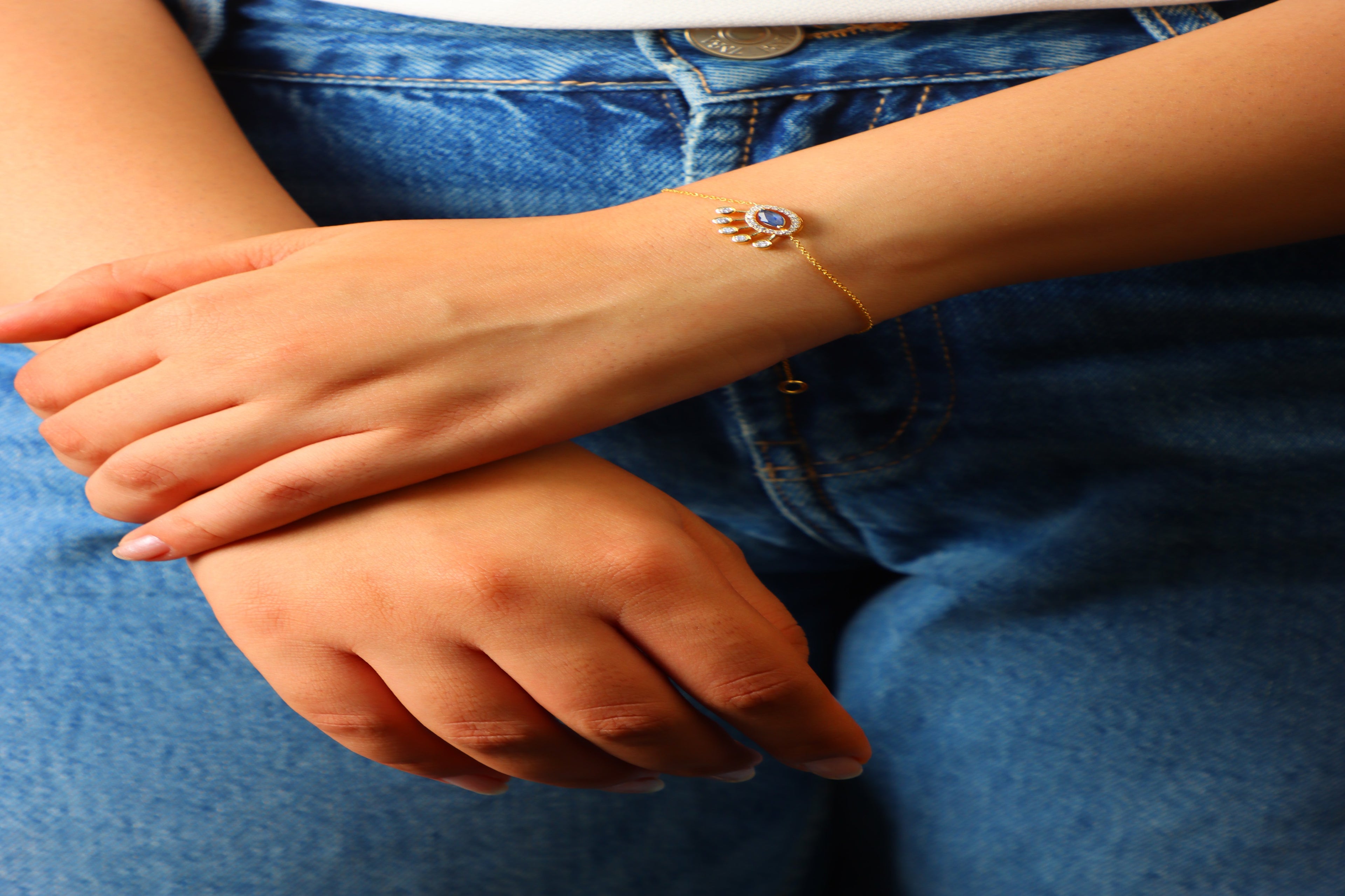 Blue Sapphire Evil Eye Bracelet