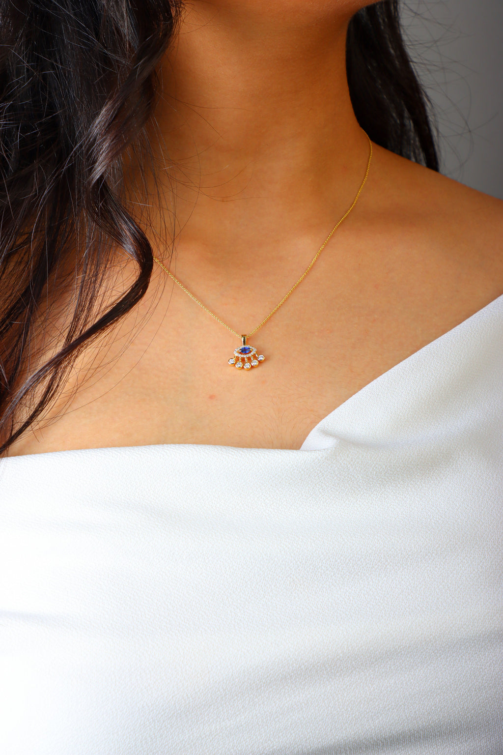 Blue Sapphire Evil Eye Pendant