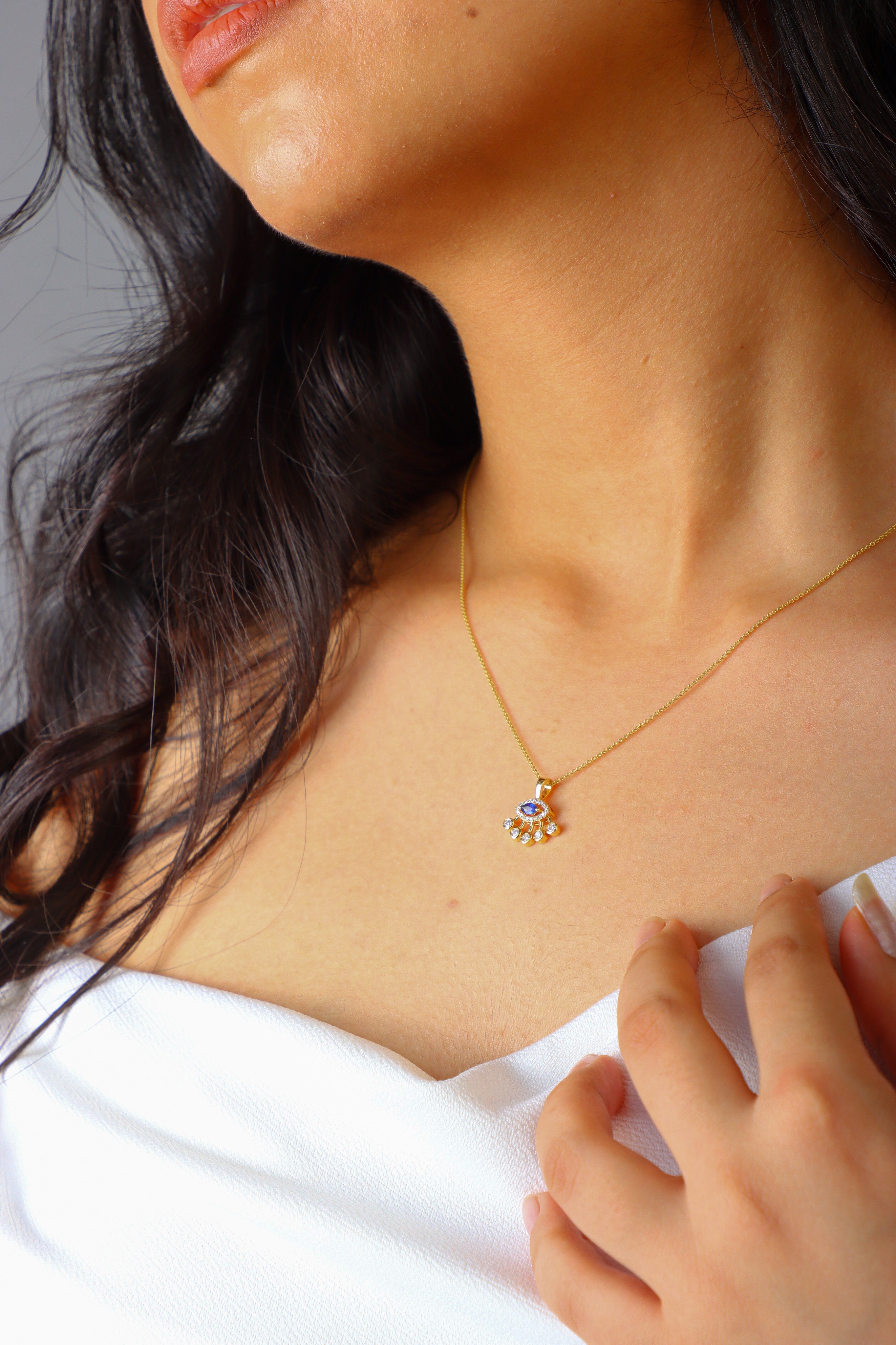 Blue Sapphire Evil Eye Pendant