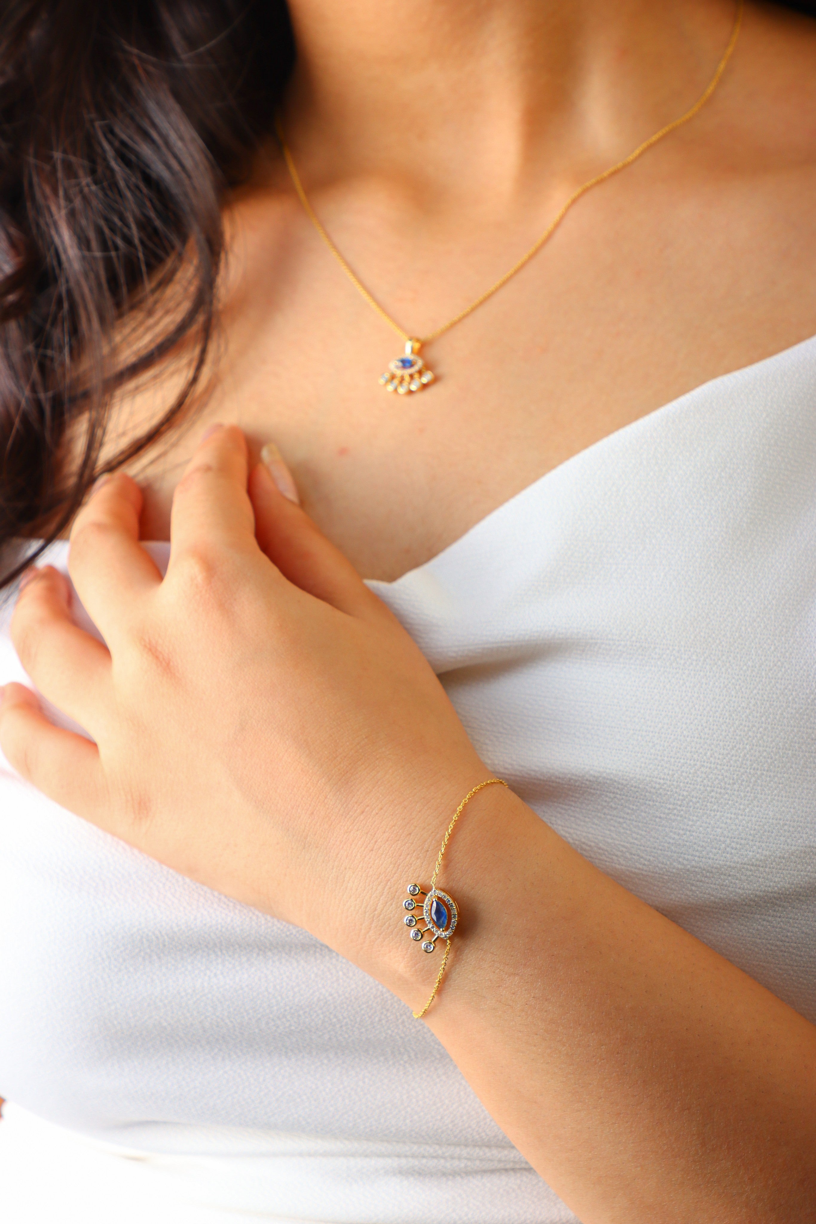 Blue Sapphire Evil Eye Pendant