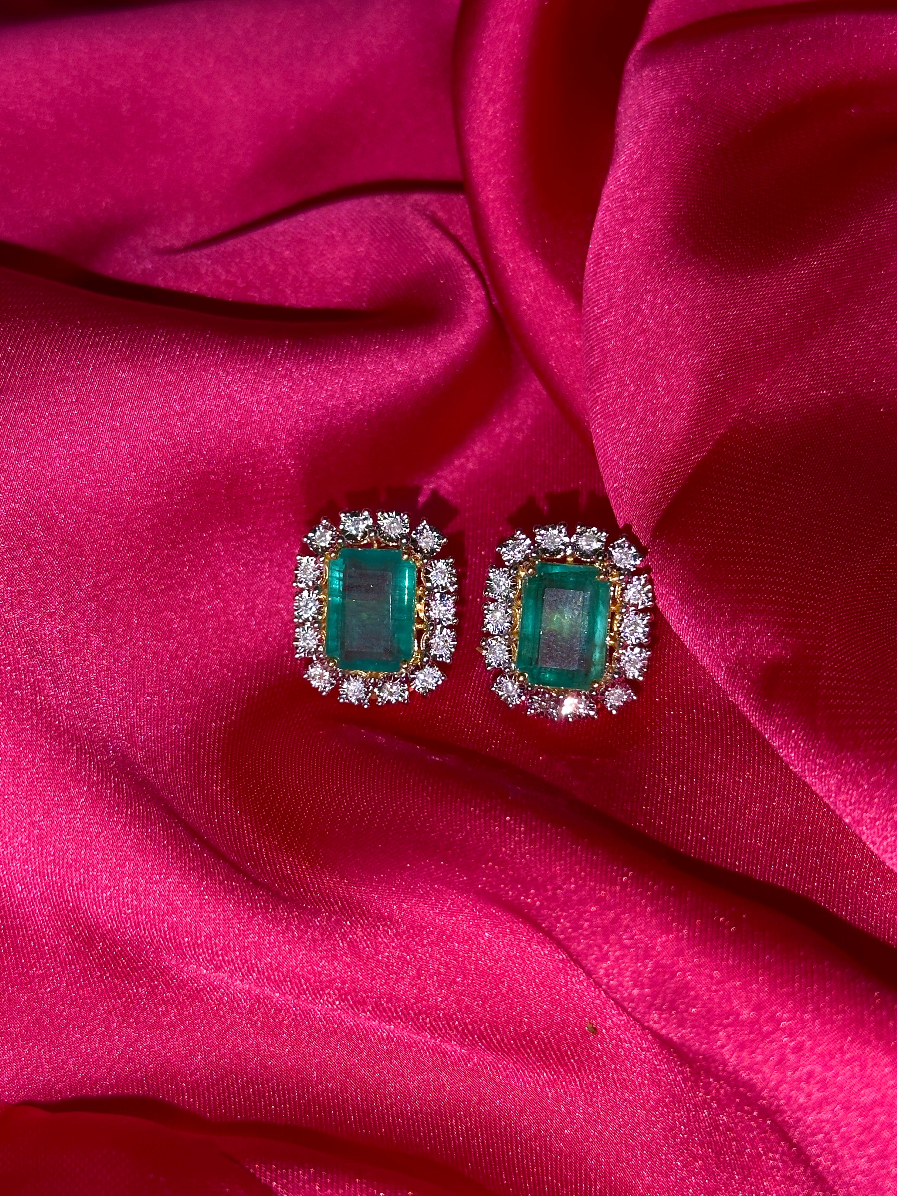 Chunky Emerald Studs