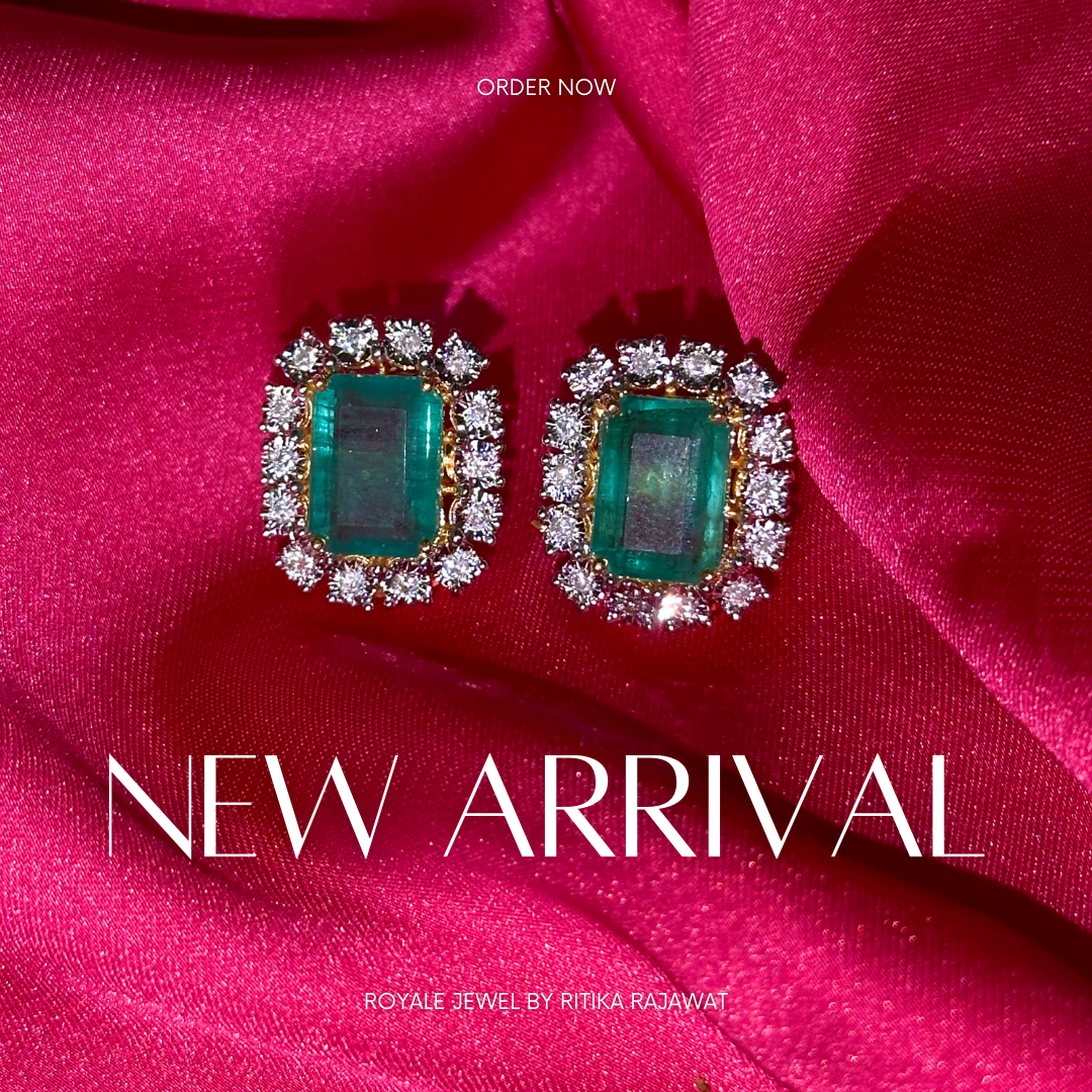 Chunky Emerald Studs