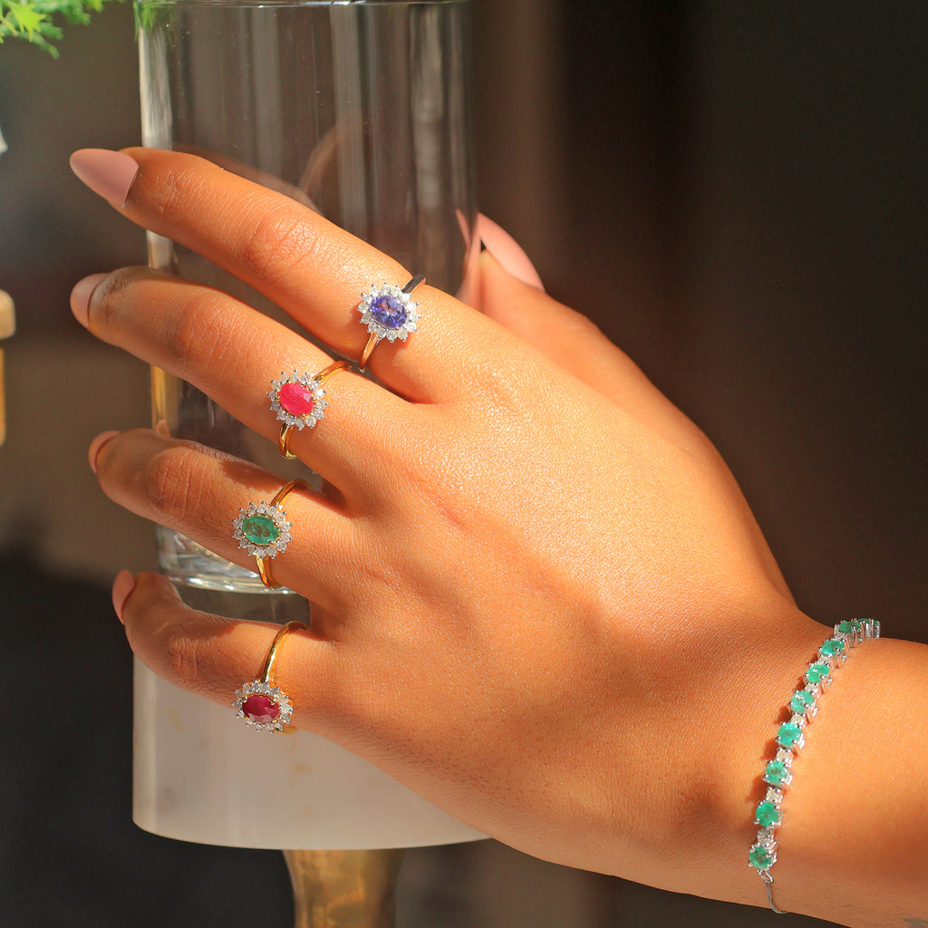 Classic Gemstone Halo Ring