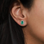Classic Gemstone Halo Stud Earrings