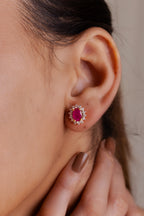 Classic Gemstone Halo Stud Earrings