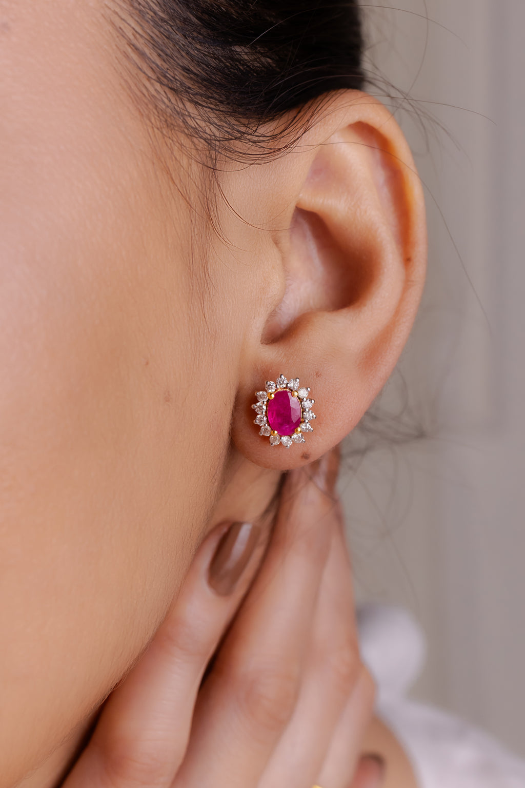 Classic Gemstone Halo Stud Earrings