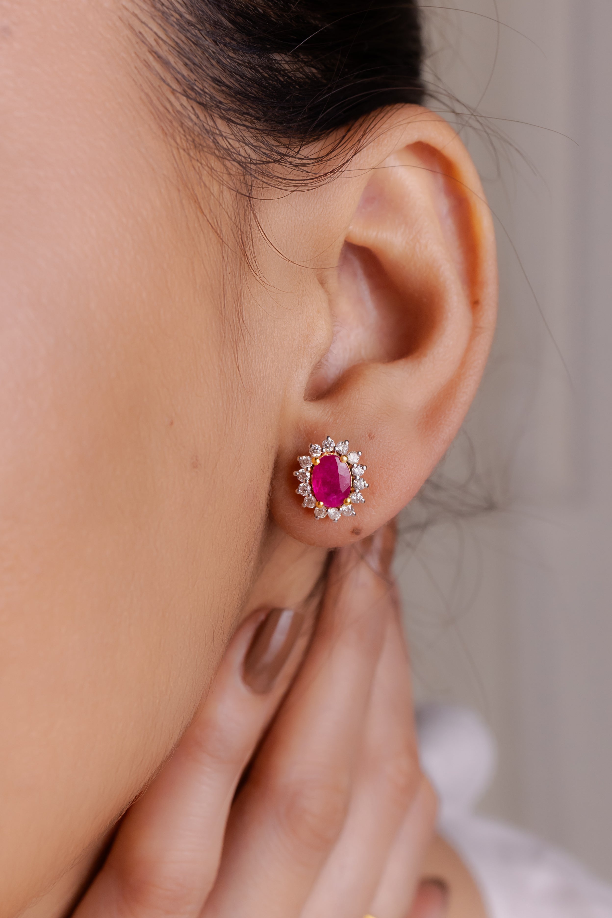 Classic Gemstone Halo Stud Earrings
