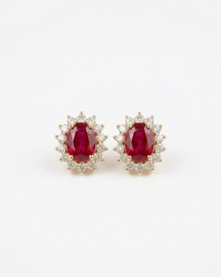 Classic Gemstone Halo Stud Earrings