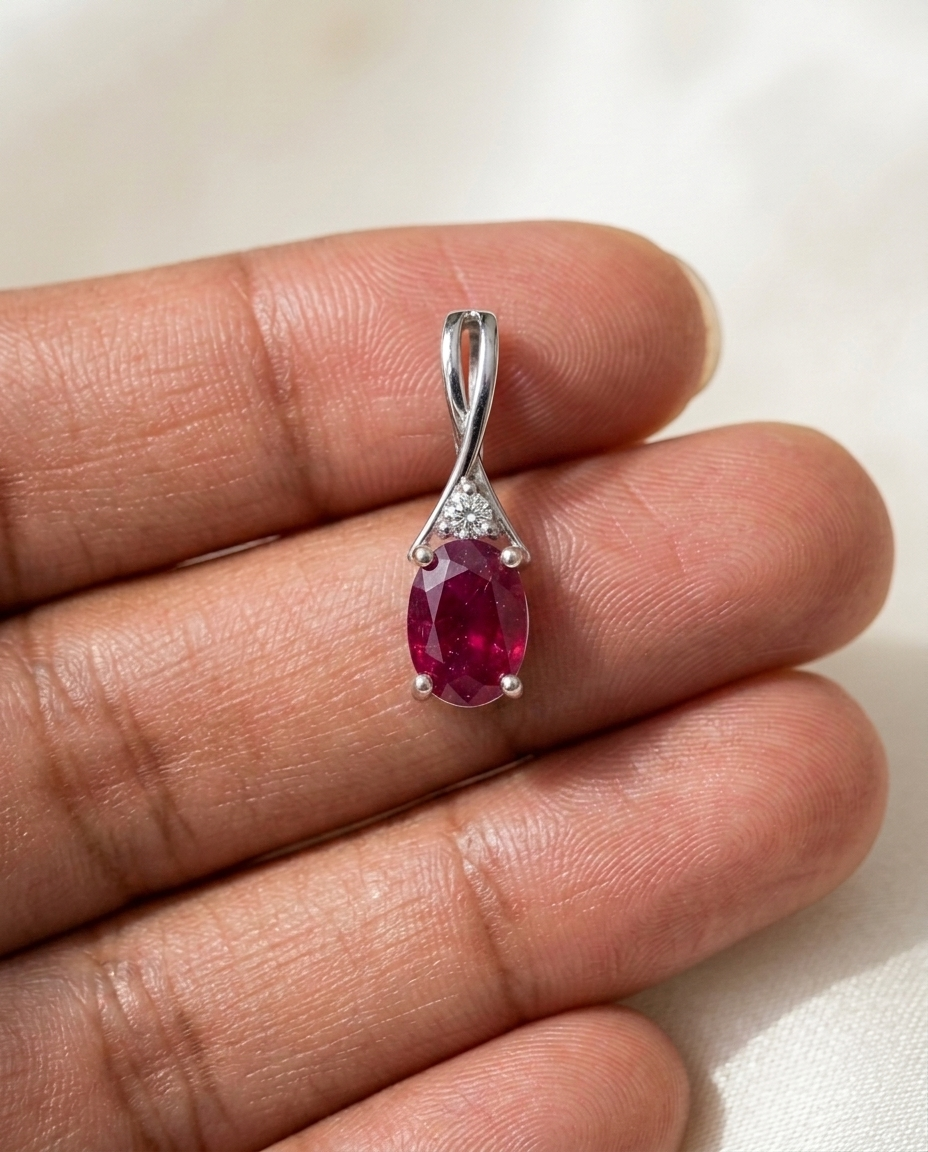 Dainty Gemstone Diamond Pendant