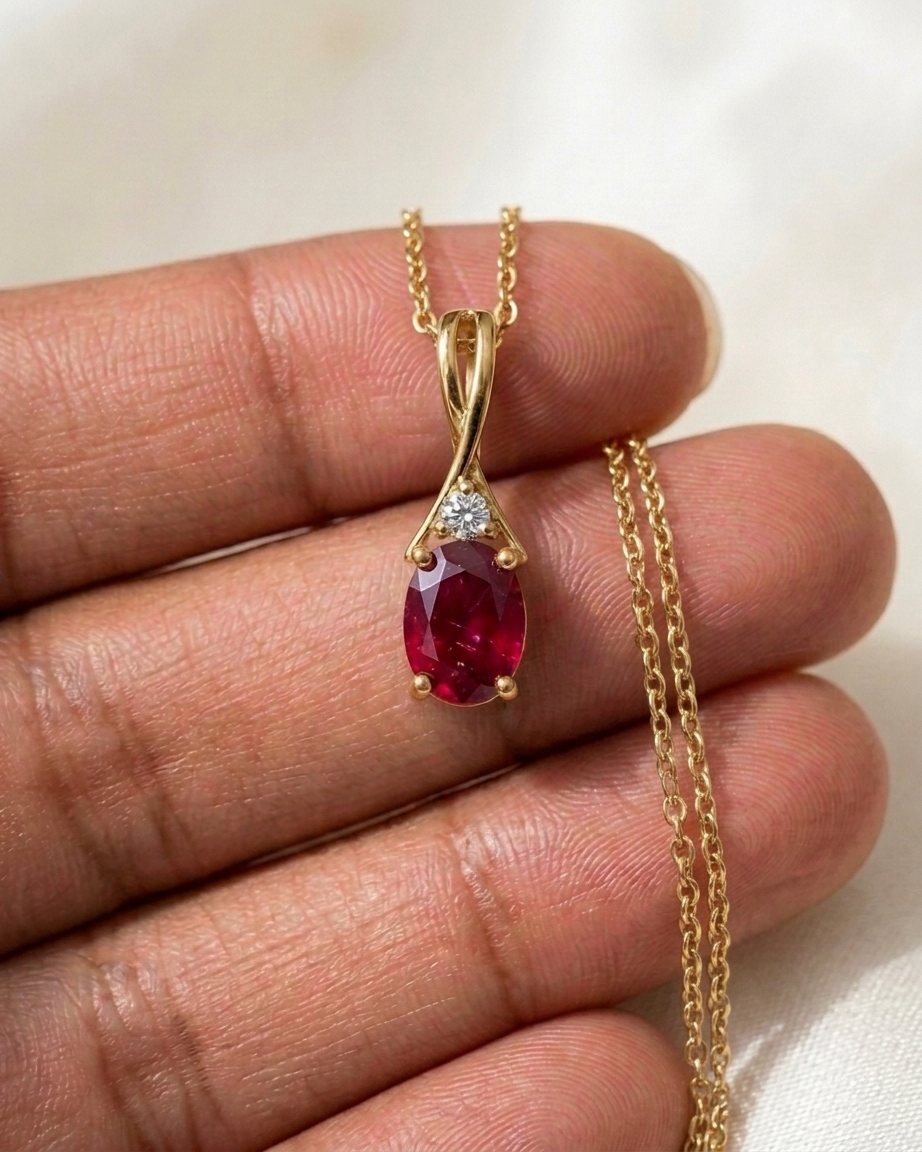 Dainty Gemstone Diamond Pendant