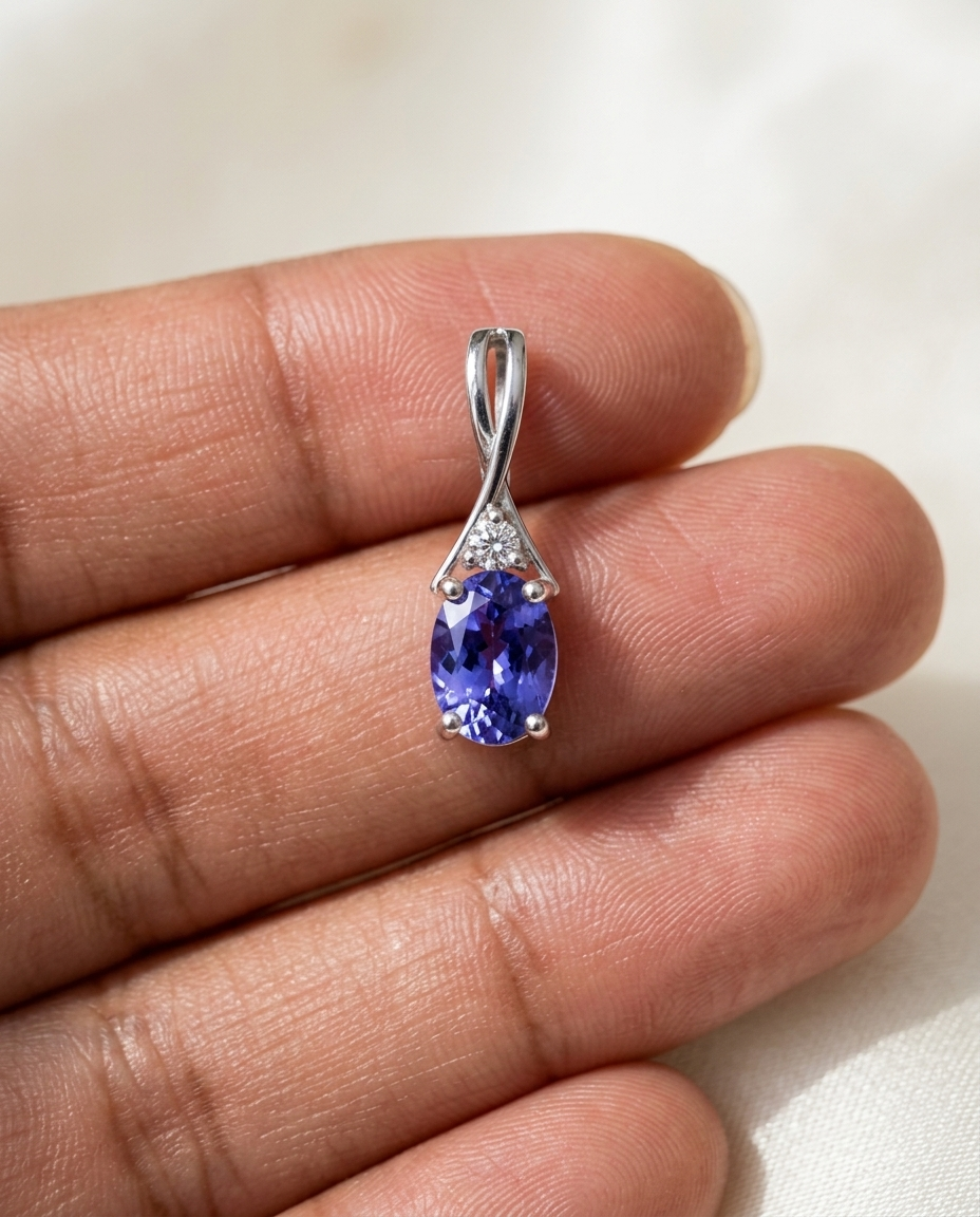 Dainty Gemstone Diamond Pendant