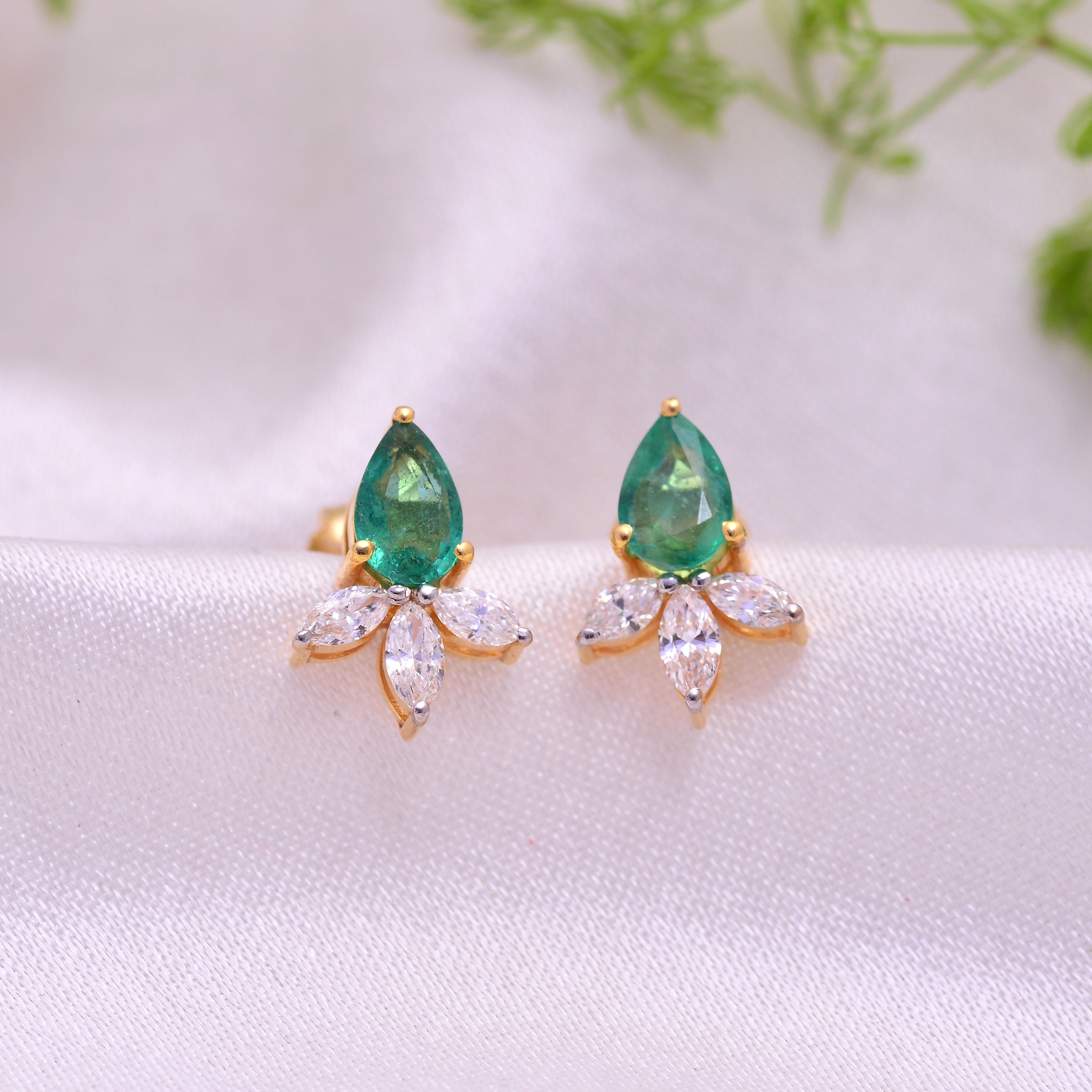 Emerald Lotus Studs