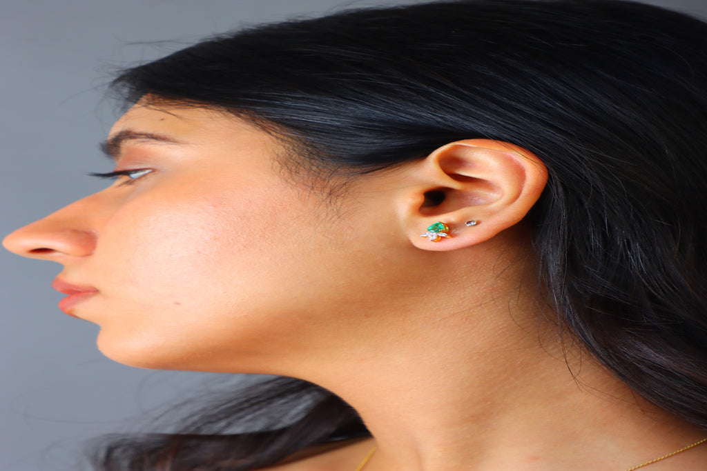Emerald Lotus Studs