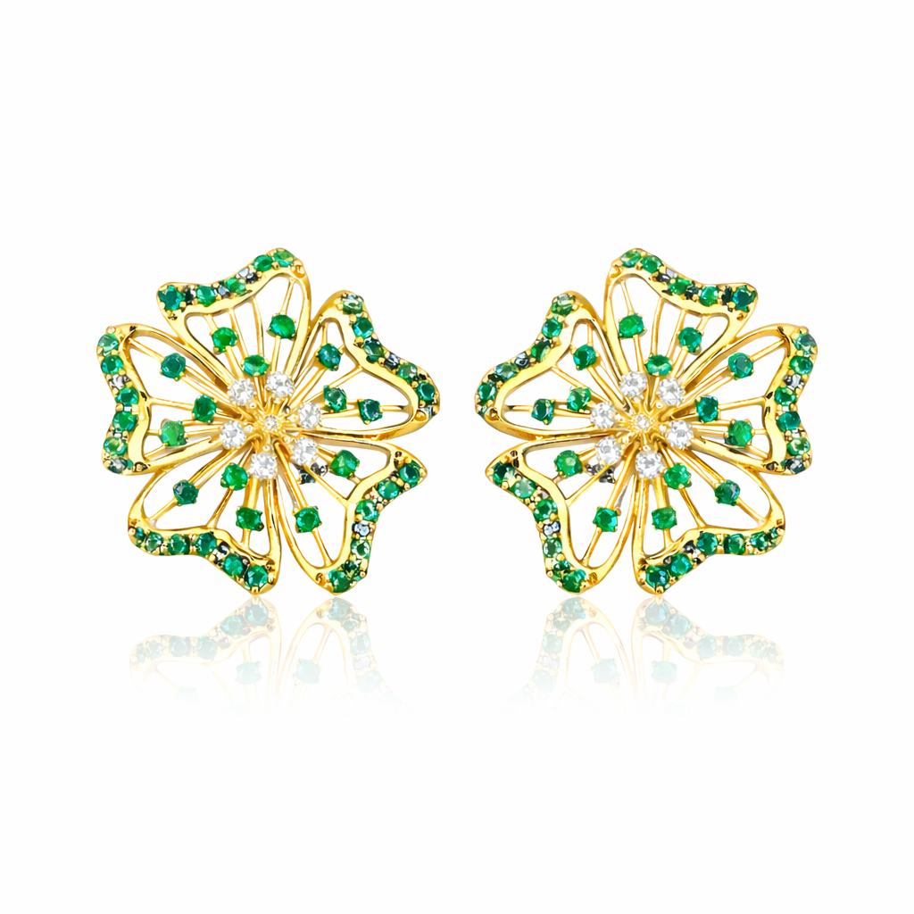 Flower Emerald Earring