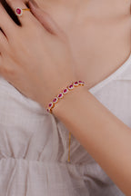 Halo Gemstone Half Tennis Bracelet