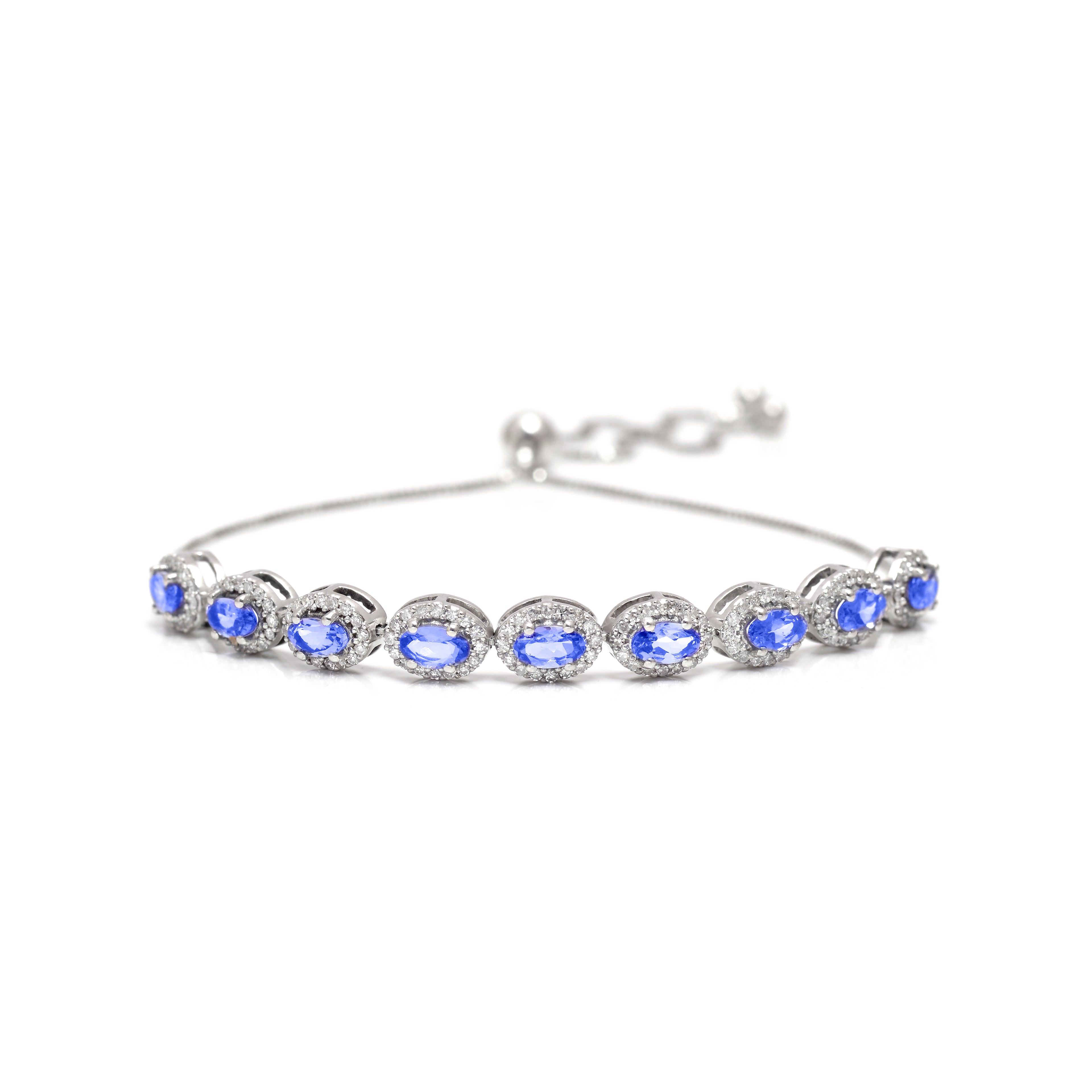 Halo Gemstone Half Tennis Bracelet