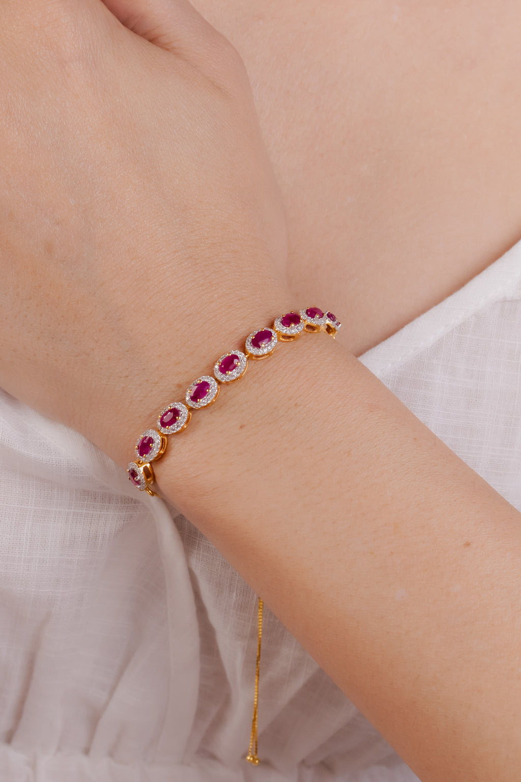 Halo Gemstone Half Tennis Bracelet