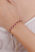 Halo Gemstone Half Tennis Bracelet