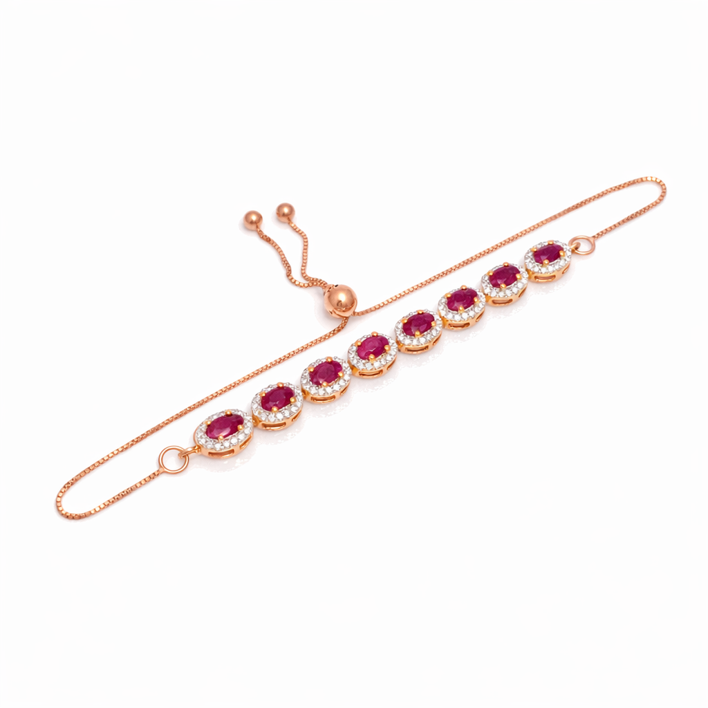 Halo Gemstone Half Tennis Bracelet