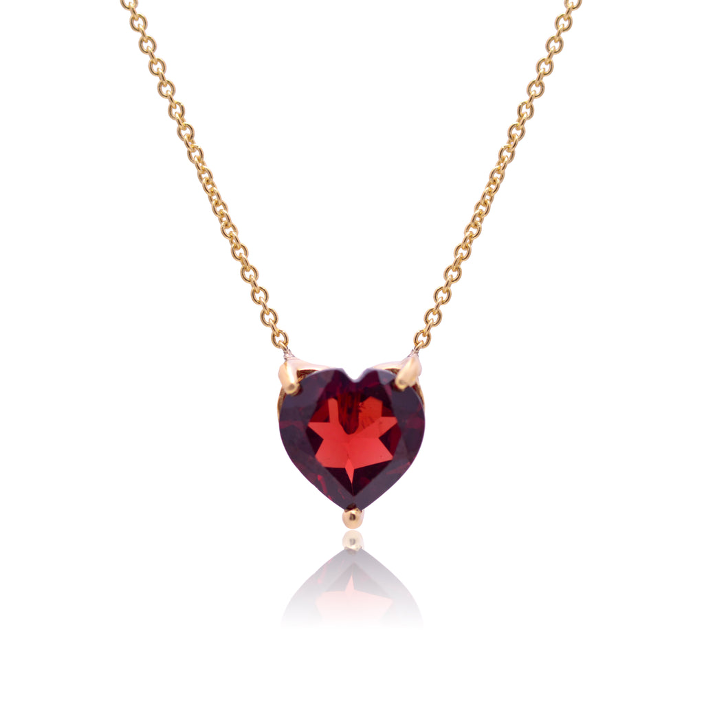 Heart Garnet Pendant Necklace