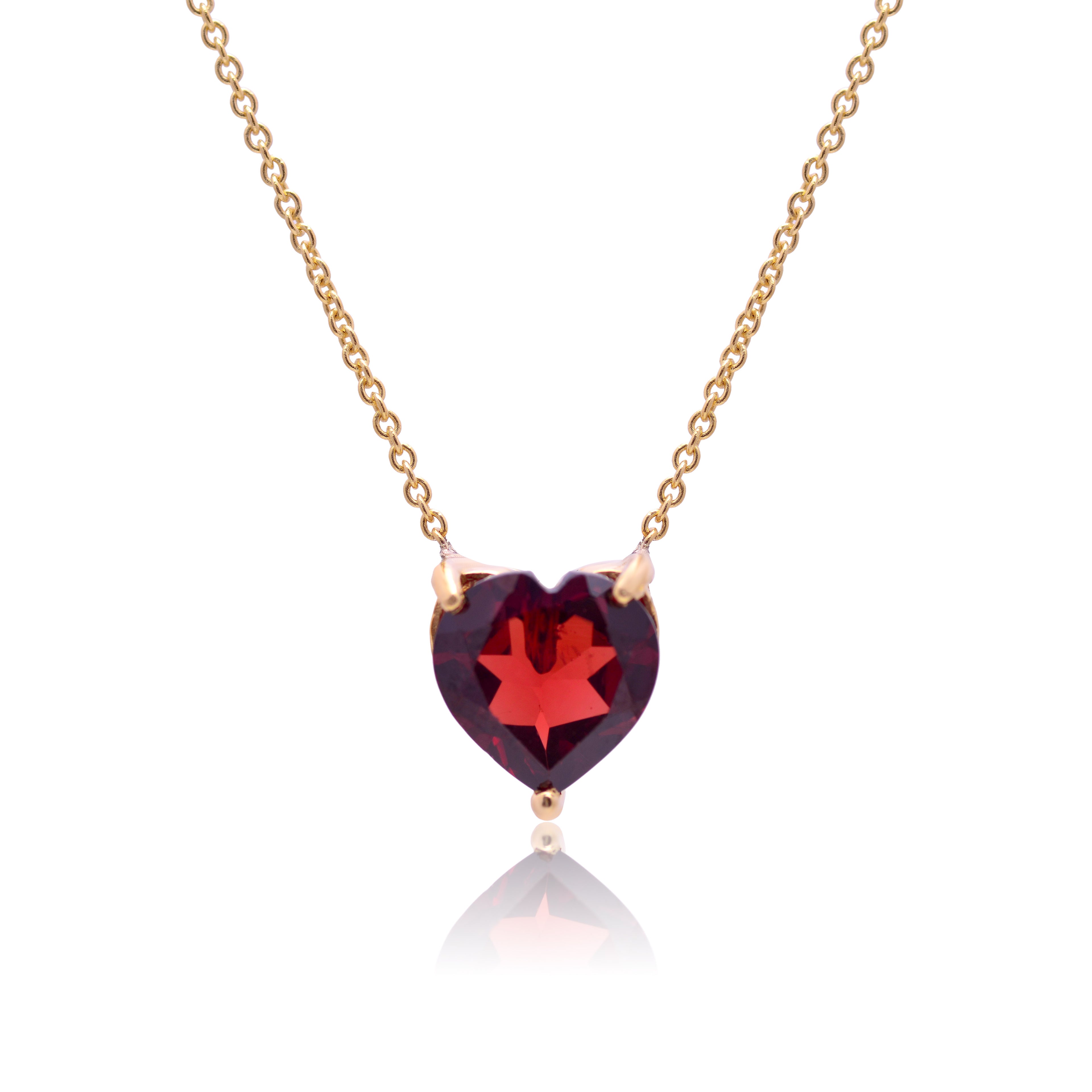 Heart Garnet Pendant Necklace