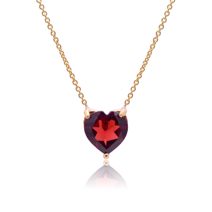 Heart Garnet Pendant Necklace