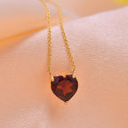 Heart Garnet Pendant Necklace