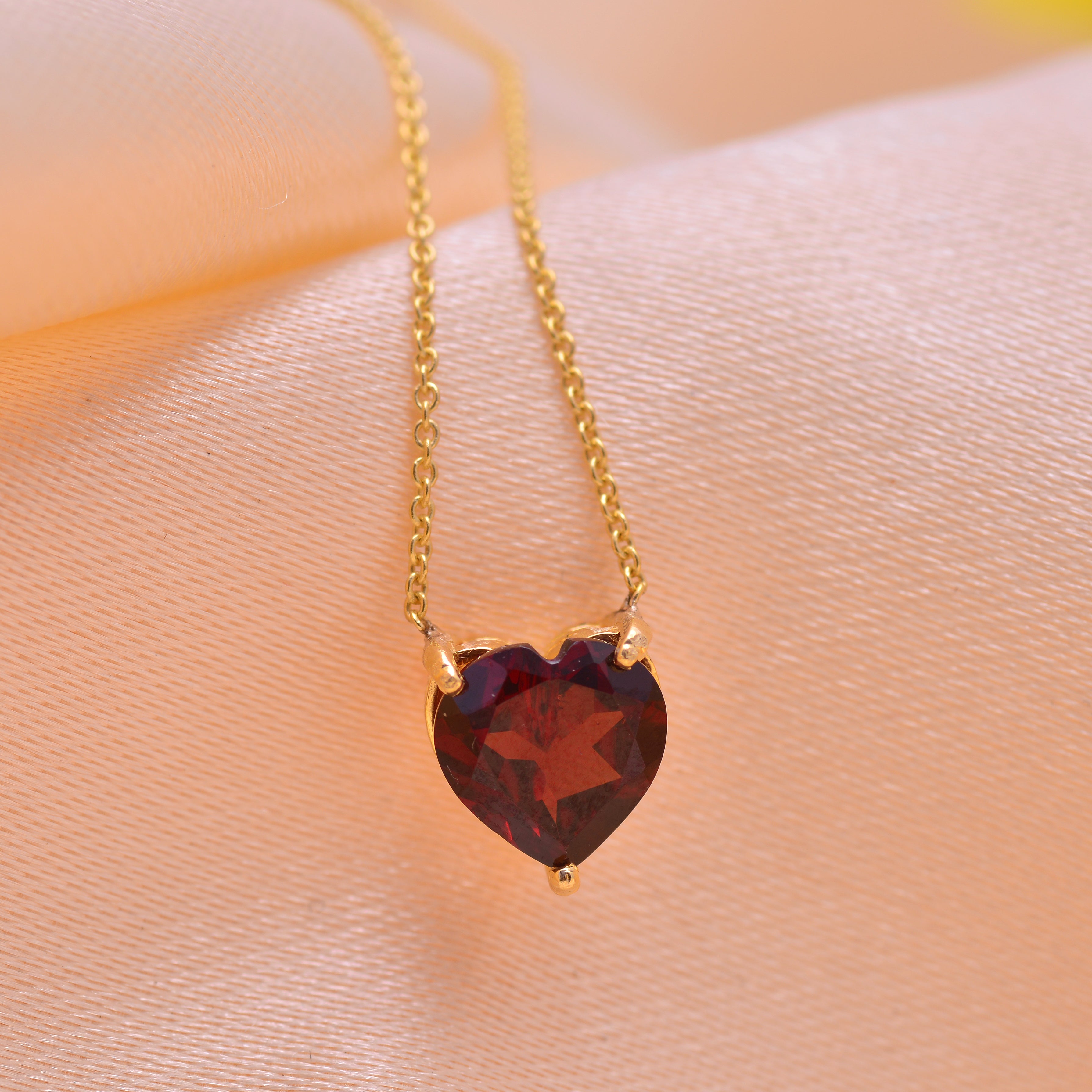 Heart Garnet Pendant Necklace